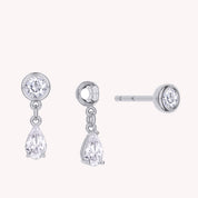 White Cubic Zirconia Stud Drop Earrings