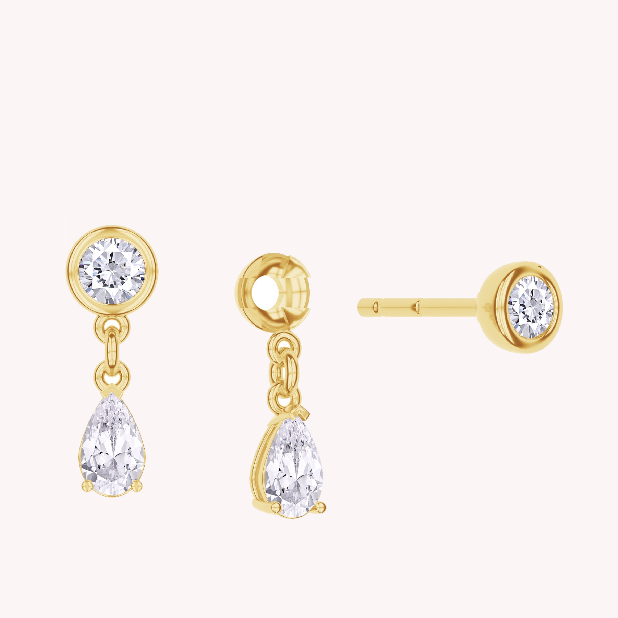 White Cubic Zirconia Stud Drop Earrings