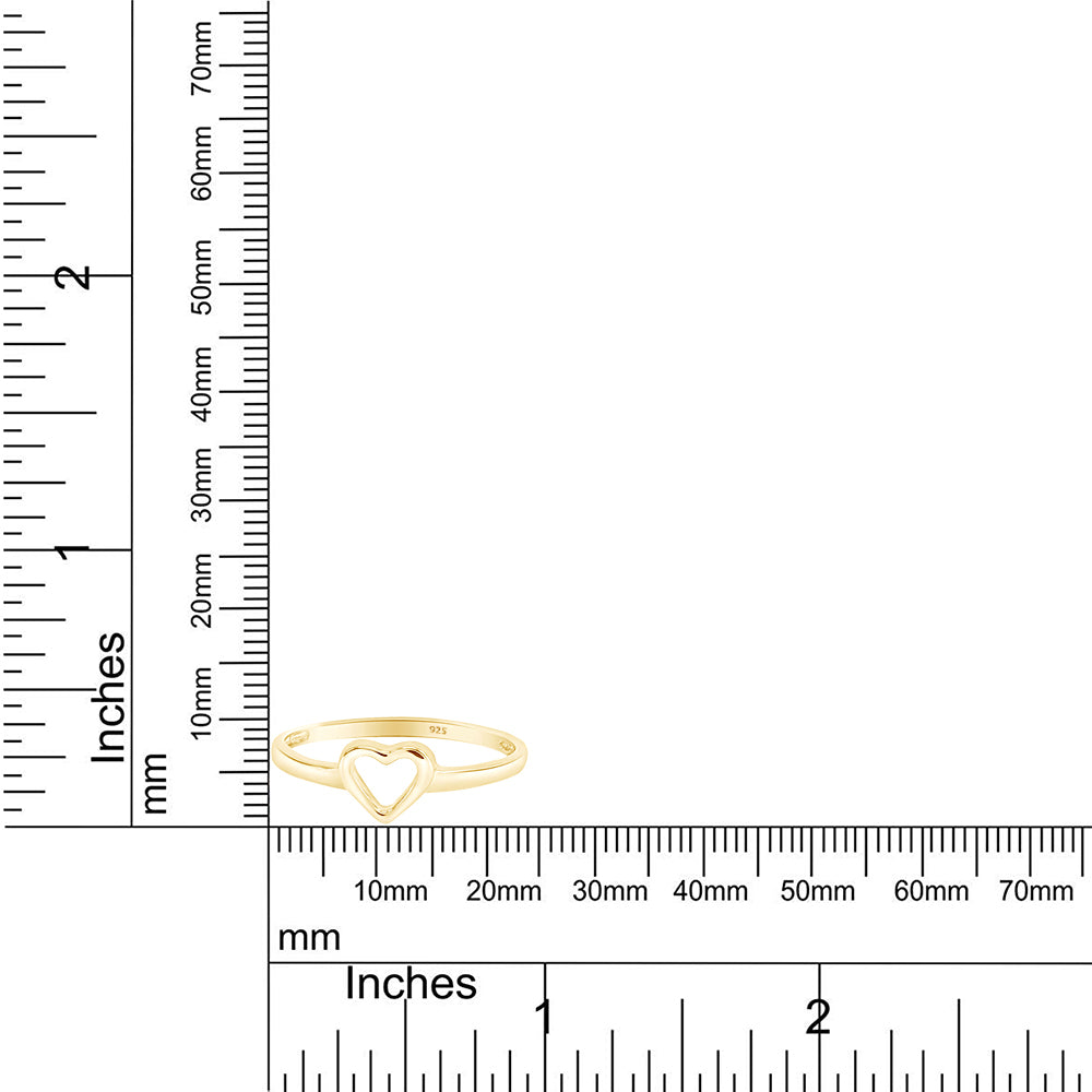 14K Gold Over Sterling Silver Open Heart Ring Gift For Her