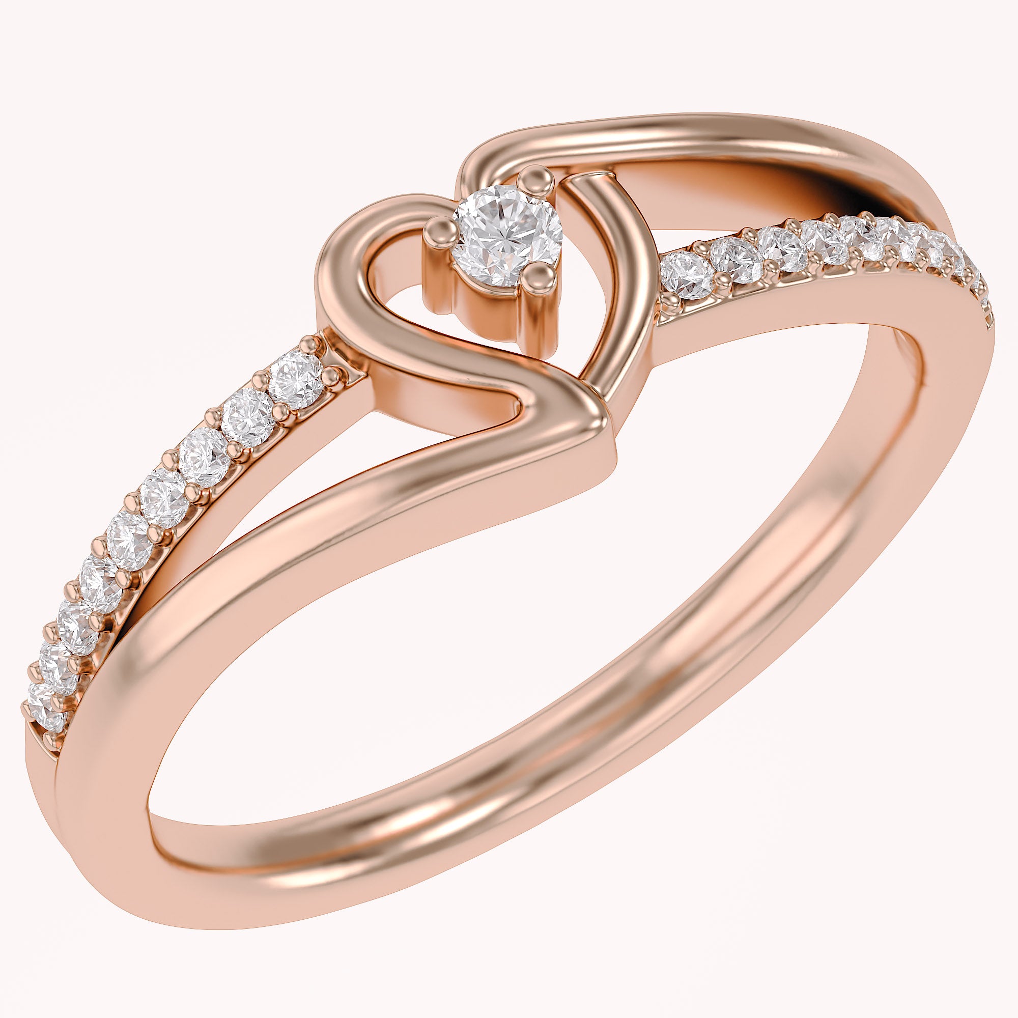 1/10 Carat CT Round White Natural Diamond Bypass Heart Promise Ring 14k Gold Over Sterling Silver Gift for Her