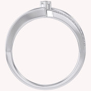 1/10 Carat CT Round White Lab Created Moissanite Bypass Heart Promise Ring 14k Gold Over Sterling Silver Gifts for Her