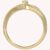 1/10 Carat CT Round White Lab Created Moissanite Bypass Heart Promise Ring 14k Gold Over Sterling Silver Gifts for Her