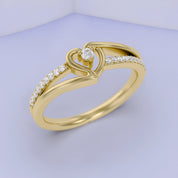 1/10 Carat CT Round White Lab Created Moissanite Bypass Heart Promise Ring 14k Gold Over Sterling Silver Gifts for Her
