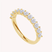 Round Shape Lab Created Moissanite Half Eternity Ring