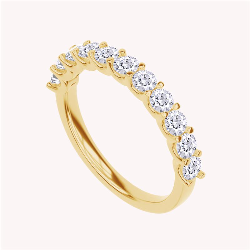 Round Shape White Cubic Zirconia Half Eternity Ring