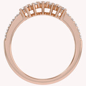 Round Lab Grown Diamond - Curved Chevron Stackable Ring