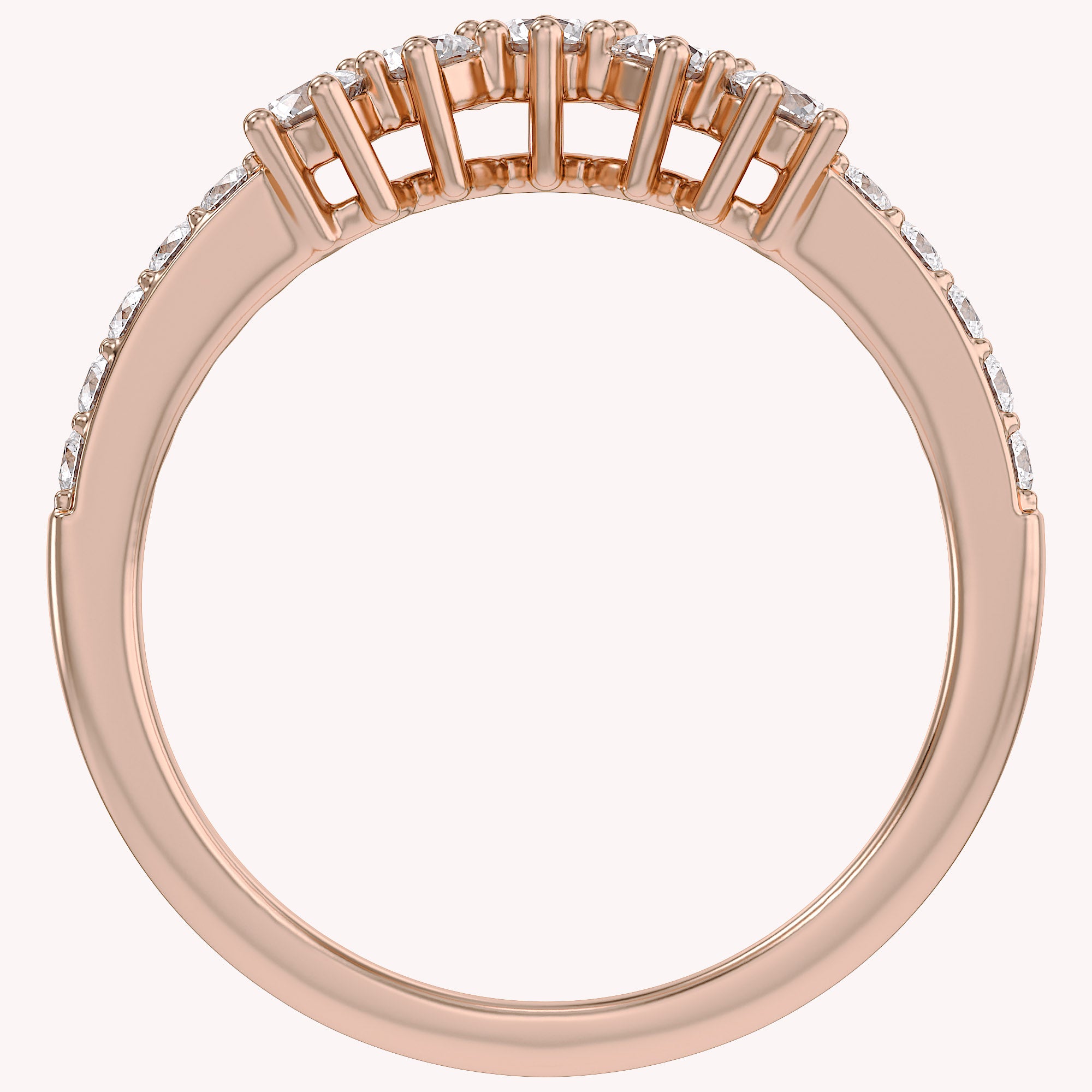 Round Lab Grown Diamond - Curved Chevron Stackable Ring