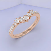 Round Lab Grown Diamond - Curved Chevron Stackable Ring