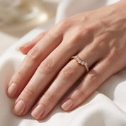 Round Lab Grown Diamond - Curved Chevron Stackable Ring