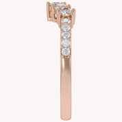 Round Lab Grown Diamond - Curved Chevron Stackable Ring