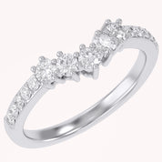 Round Lab Grown Diamond - Curved Chevron Stackable Ring
