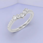 Round Lab Grown Diamond - Curved Chevron Stackable Ring
