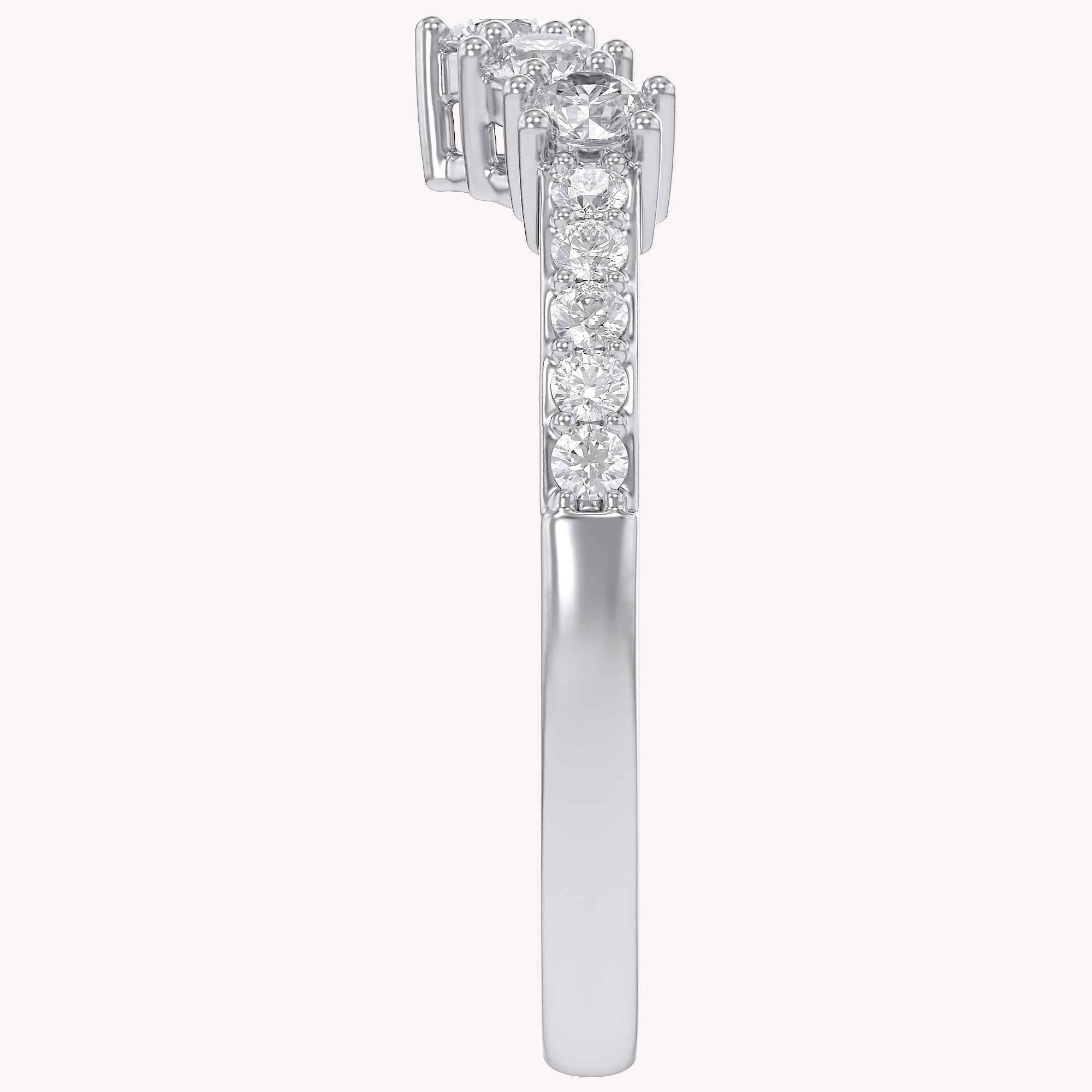 Round Lab Grown Diamond - Curved Chevron Stackable Ring