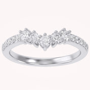Round Lab Grown Diamond - Curved Chevron Stackable Ring