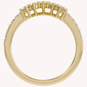 Round Lab Grown Diamond - Curved Chevron Stackable Ring