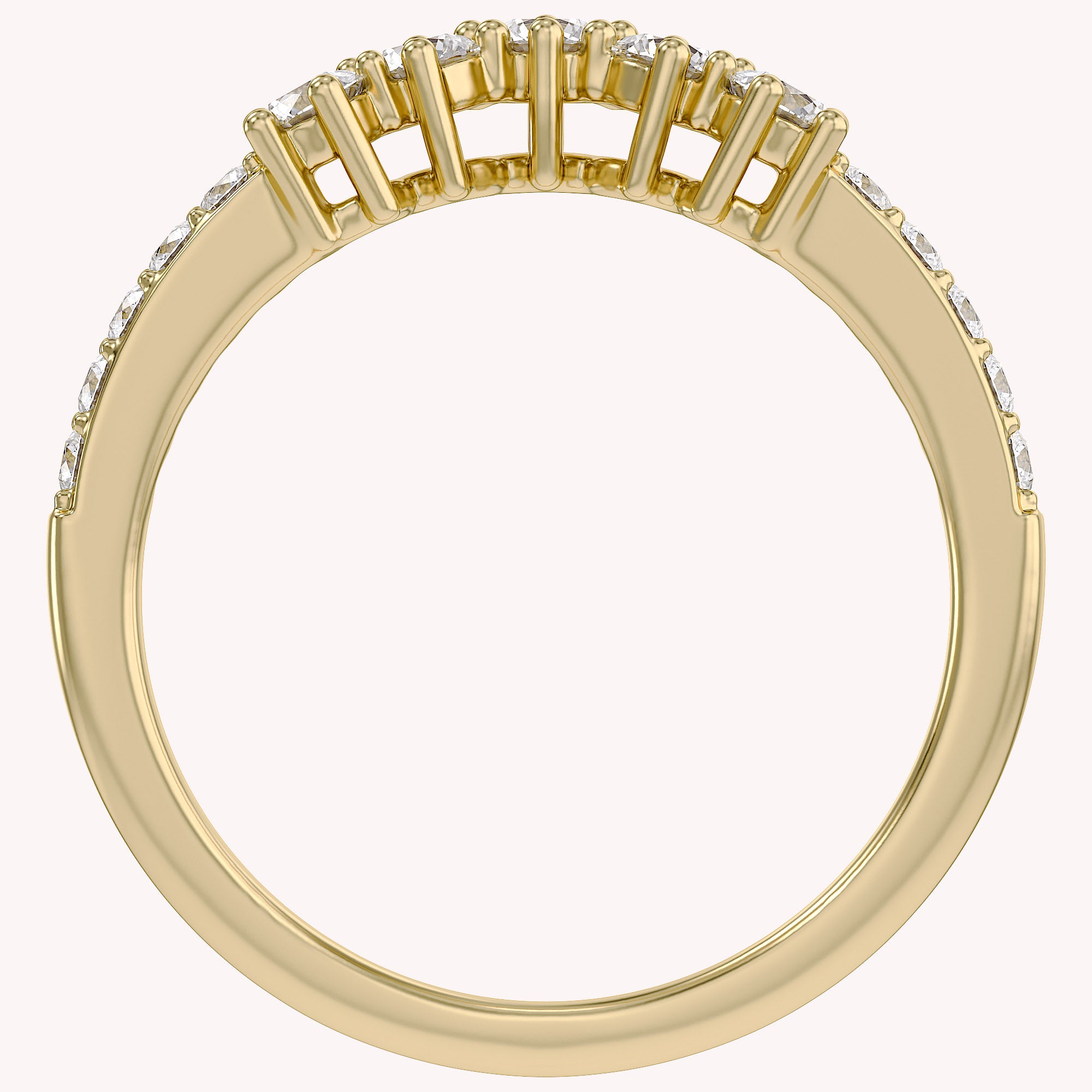 Round Lab Grown Diamond - Curved Chevron Stackable Ring