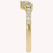 Round Lab Grown Diamond - Curved Chevron Stackable Ring
