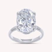 Two Tone Hidden Halo Ring In Oval Shape Solitaire Lab Created Moissanite