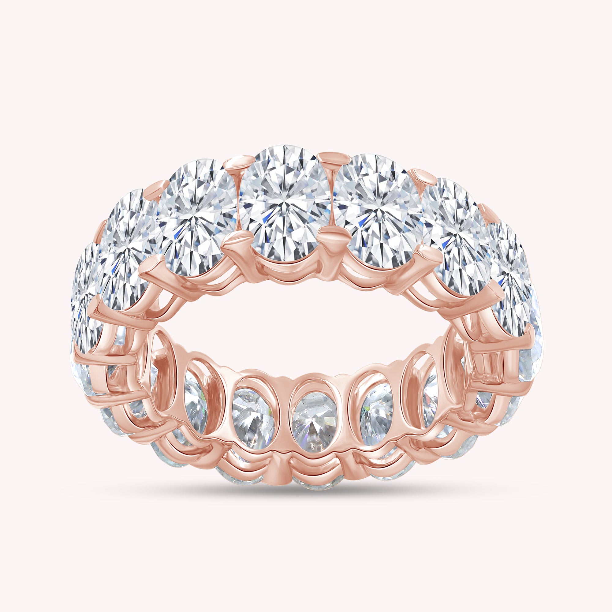 Full Eternity Oval Shape Ring In Lab Created Moissanite