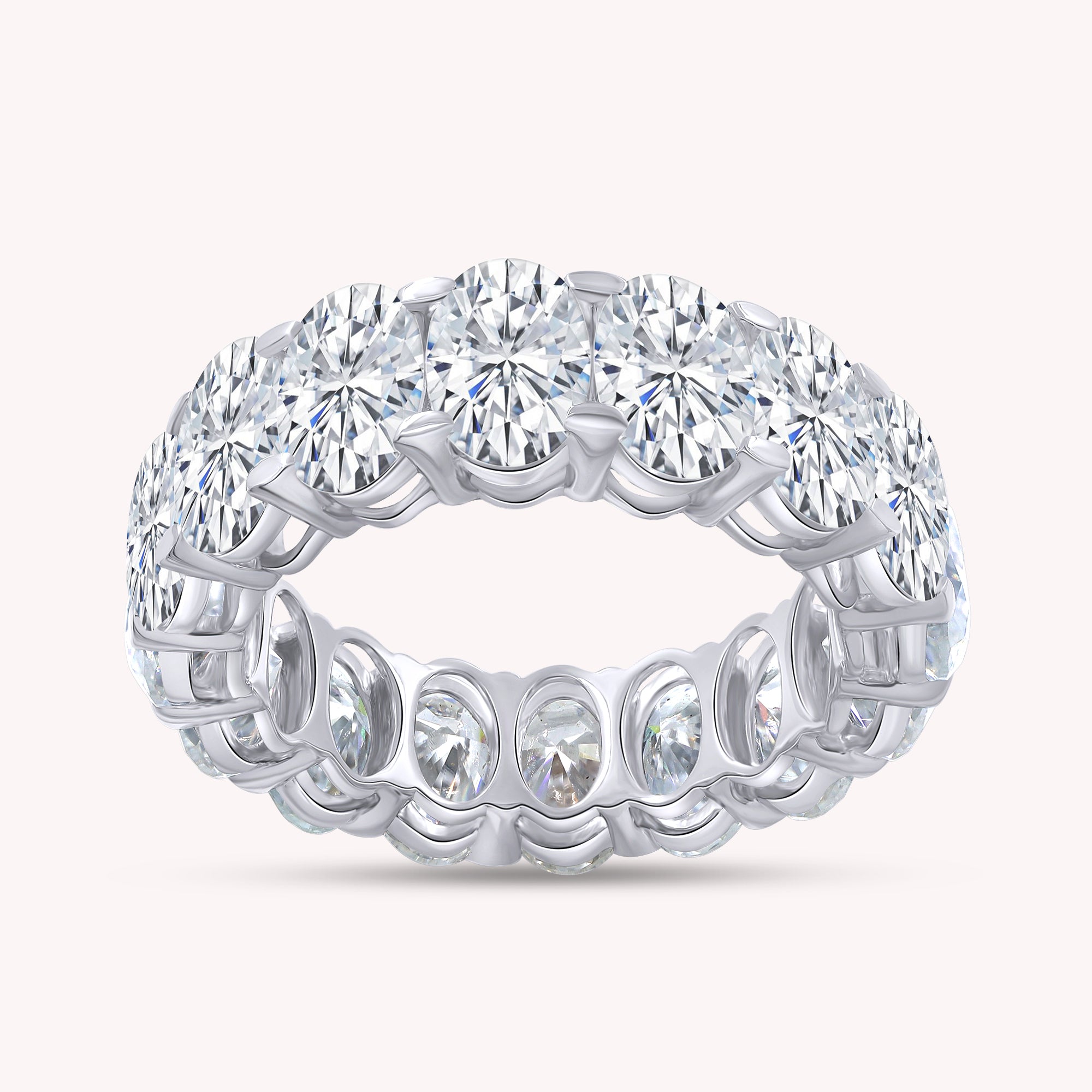 Full Eternity Oval Shape Ring In Lab Created Moissanite