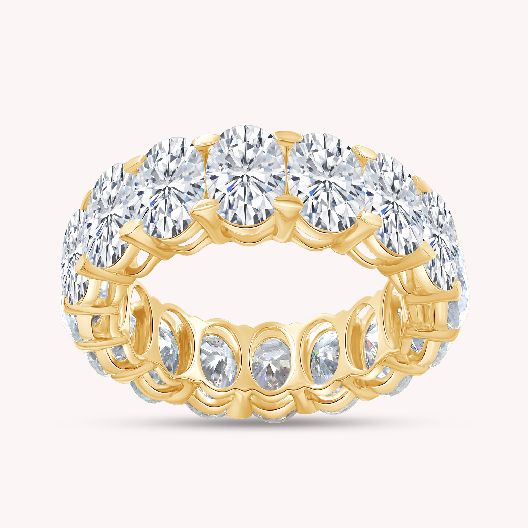 Full Eternity Oval Shape Ring In Lab Created Moissanite
