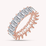 Full Eternity Emerald Shape Ring In Lab Created Moissanite