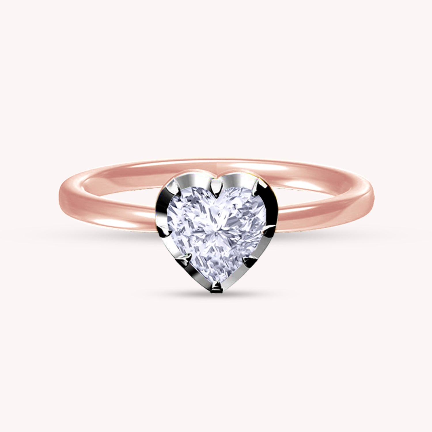 Solitaire Two Tone Heart Shape 6.5MM Lab Created Moissanite