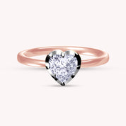 Solitaire Two Tone Heart Shape 6.5MM Lab Created Moissanite