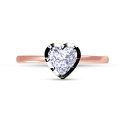 Solitaire Two Tone Heart Shape 6.5MM Lab Created Moissanite