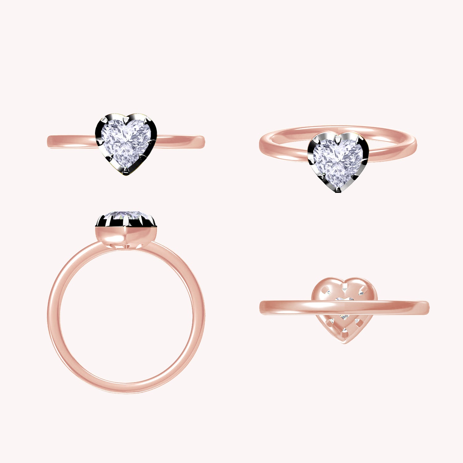Solitaire Two Tone Heart Shape 6.5MM Lab Created Moissanite