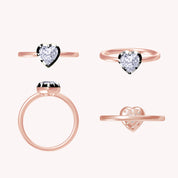 Solitaire Two Tone Heart Shape 6.5MM Lab Created Moissanite