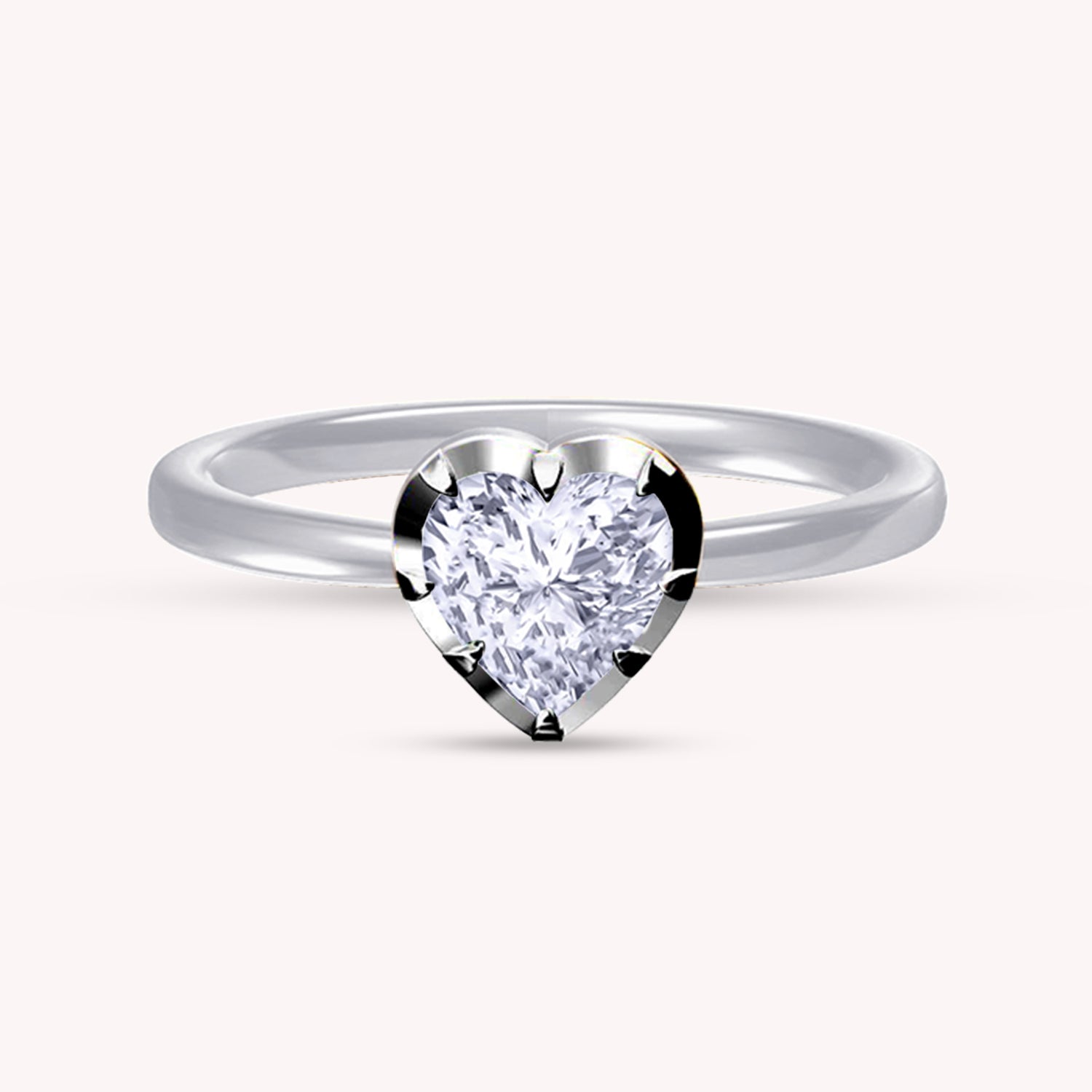 Solitaire Two Tone Heart Shape 6.5MM Lab Created Moissanite