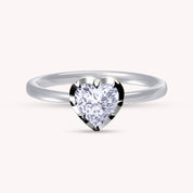 Solitaire Two Tone Heart Shape 6.5MM Lab Created Moissanite