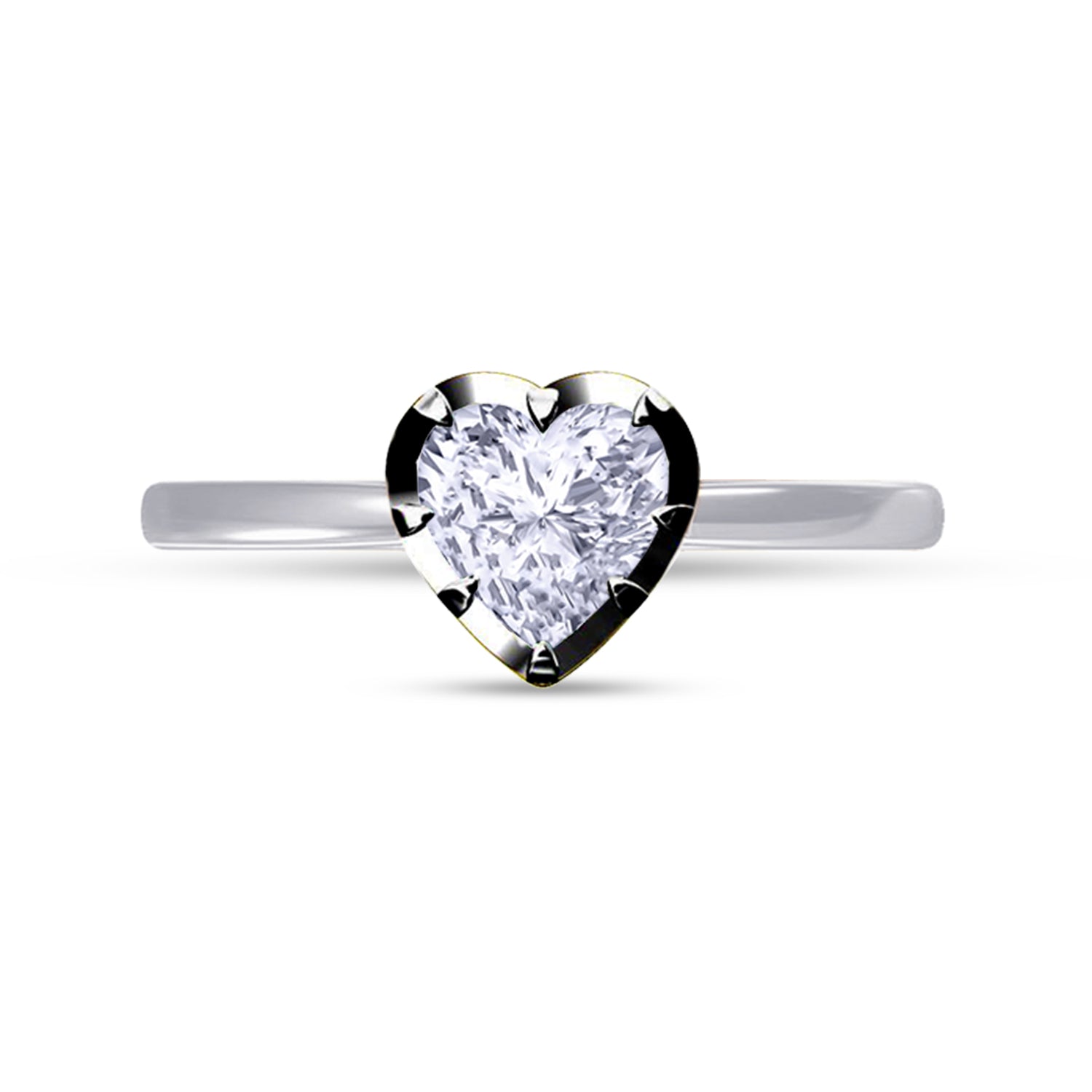 Solitaire Two Tone Heart Shape 6.5MM Lab Created Moissanite