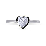 Solitaire Two Tone Heart Shape 6.5MM Lab Created Moissanite