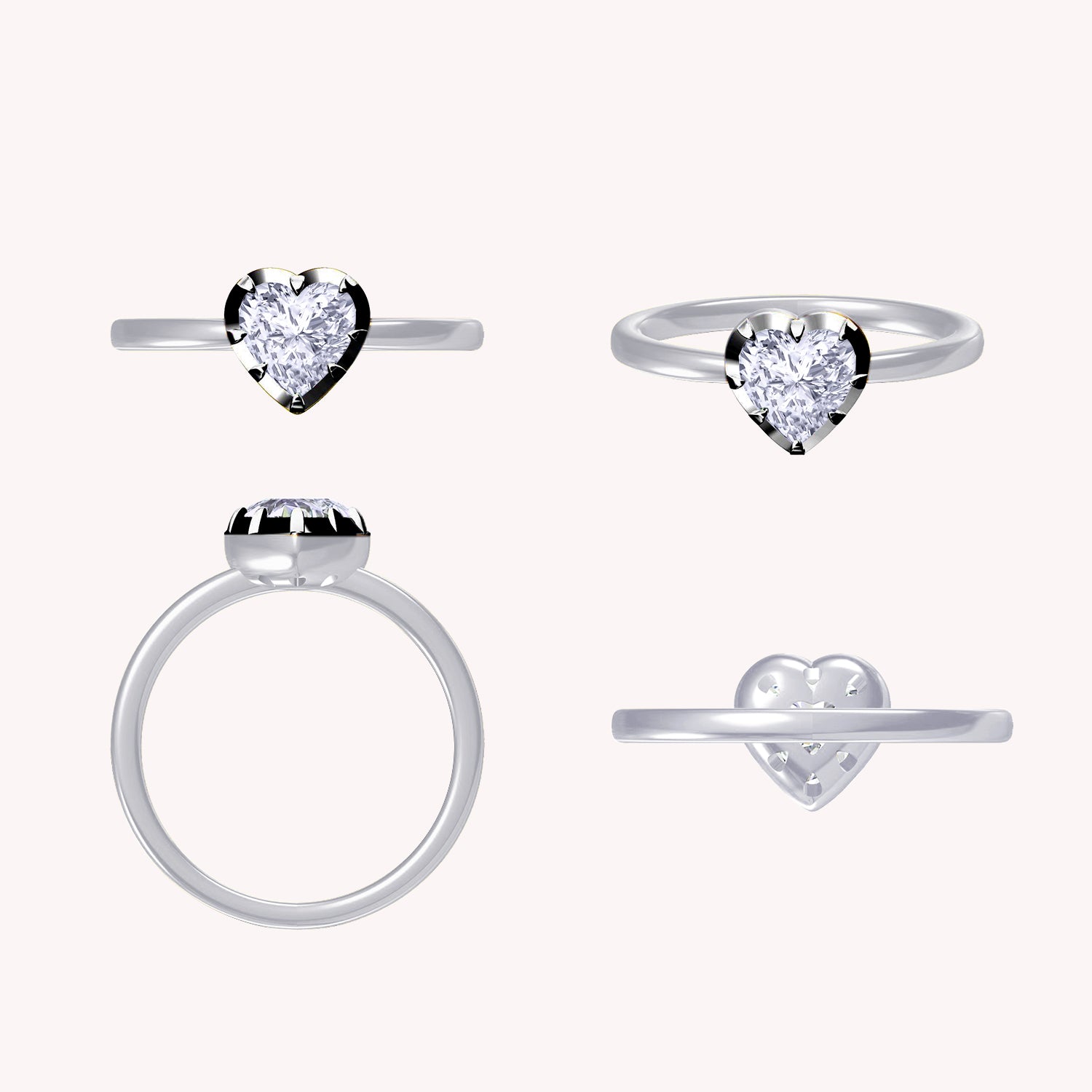 Solitaire Two Tone Heart Shape 6.5MM Lab Created Moissanite