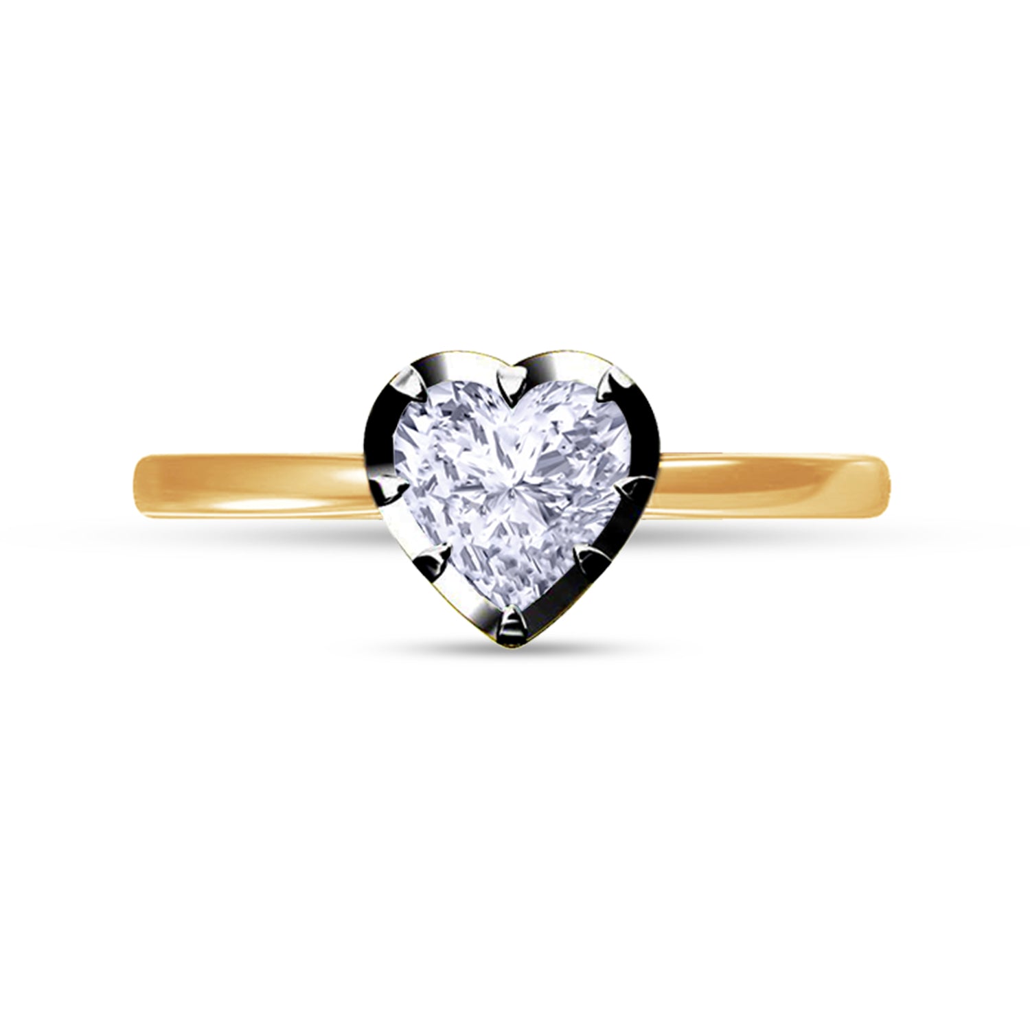 Solitaire Two Tone Heart Shape 6.5MM Lab Created Moissanite