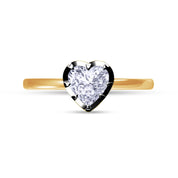 Solitaire Two Tone Heart Shape 6.5MM Lab Created Moissanite