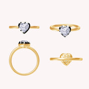 Solitaire Two Tone Heart Shape 6.5MM Lab Created Moissanite