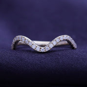 Zig Zag Lab Created Moissanite 1.3MM Width Half Eternity Ring