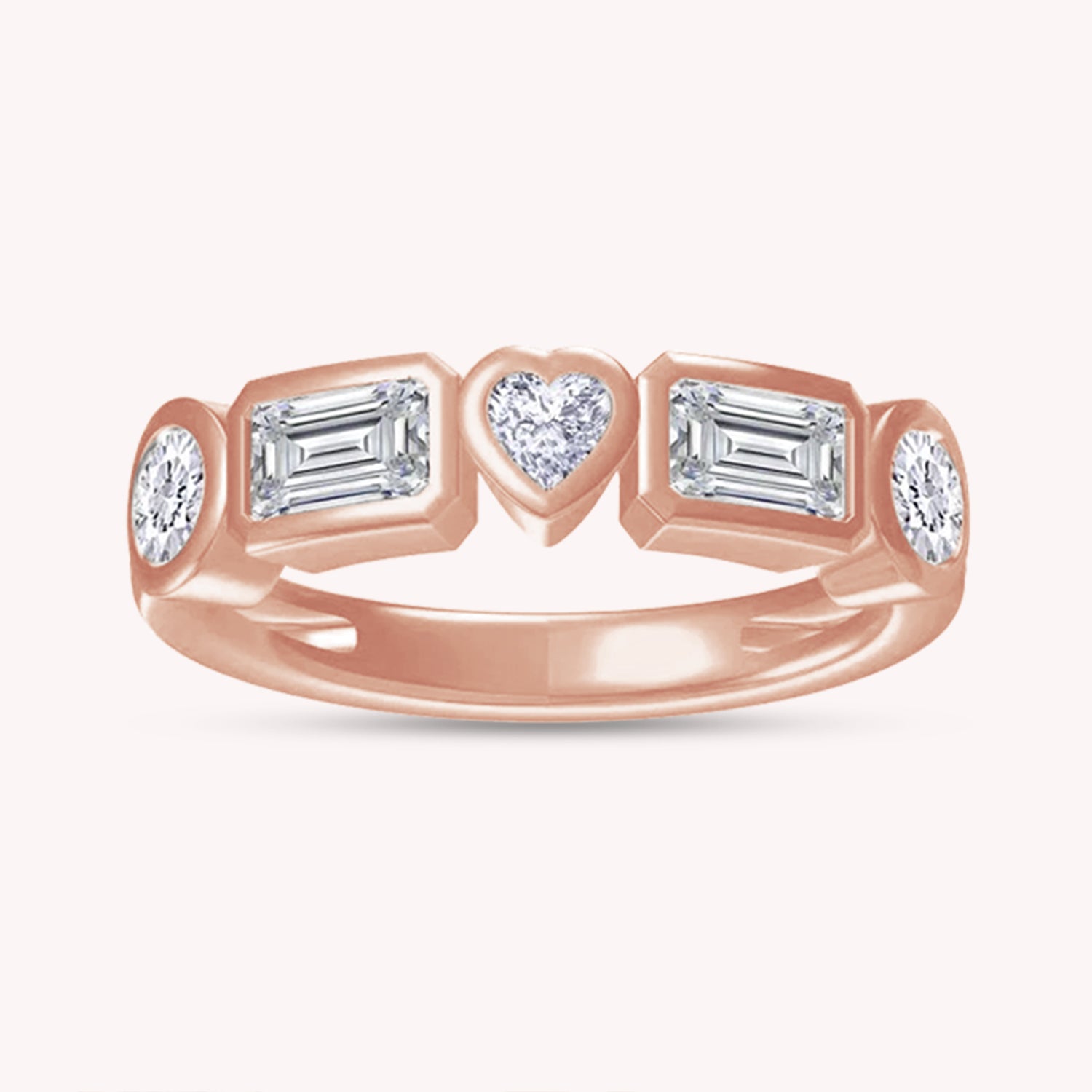 Half Eternity Ring Multi Shape Lab Created Moissanite 2MM Width