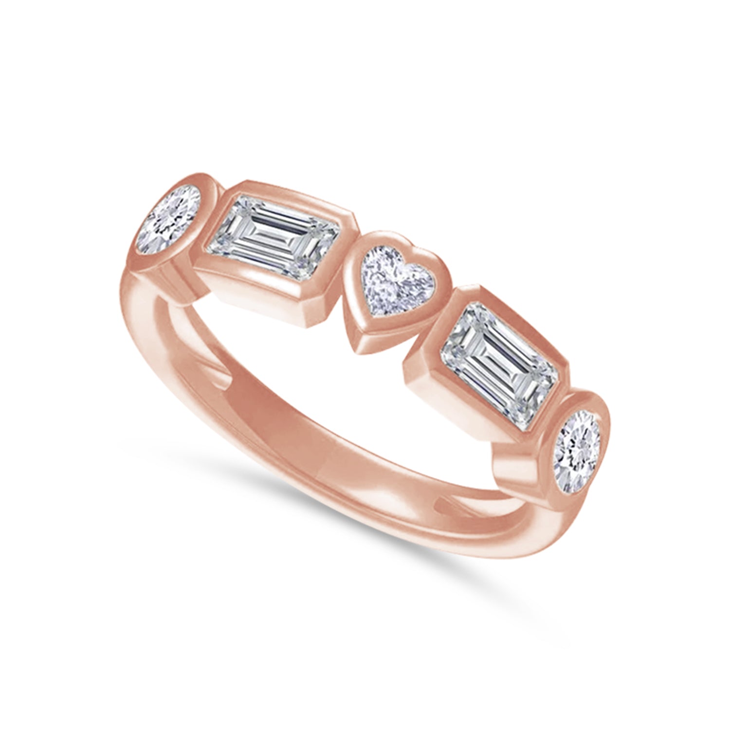 Half Eternity Ring Multi Shape Lab Created Moissanite 2MM Width