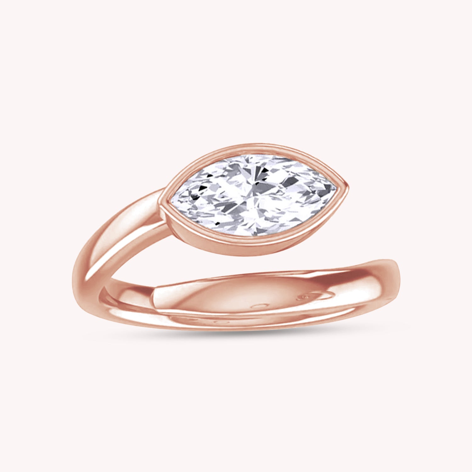 Solitaire Bypass Ring In Lab Created Moissanite