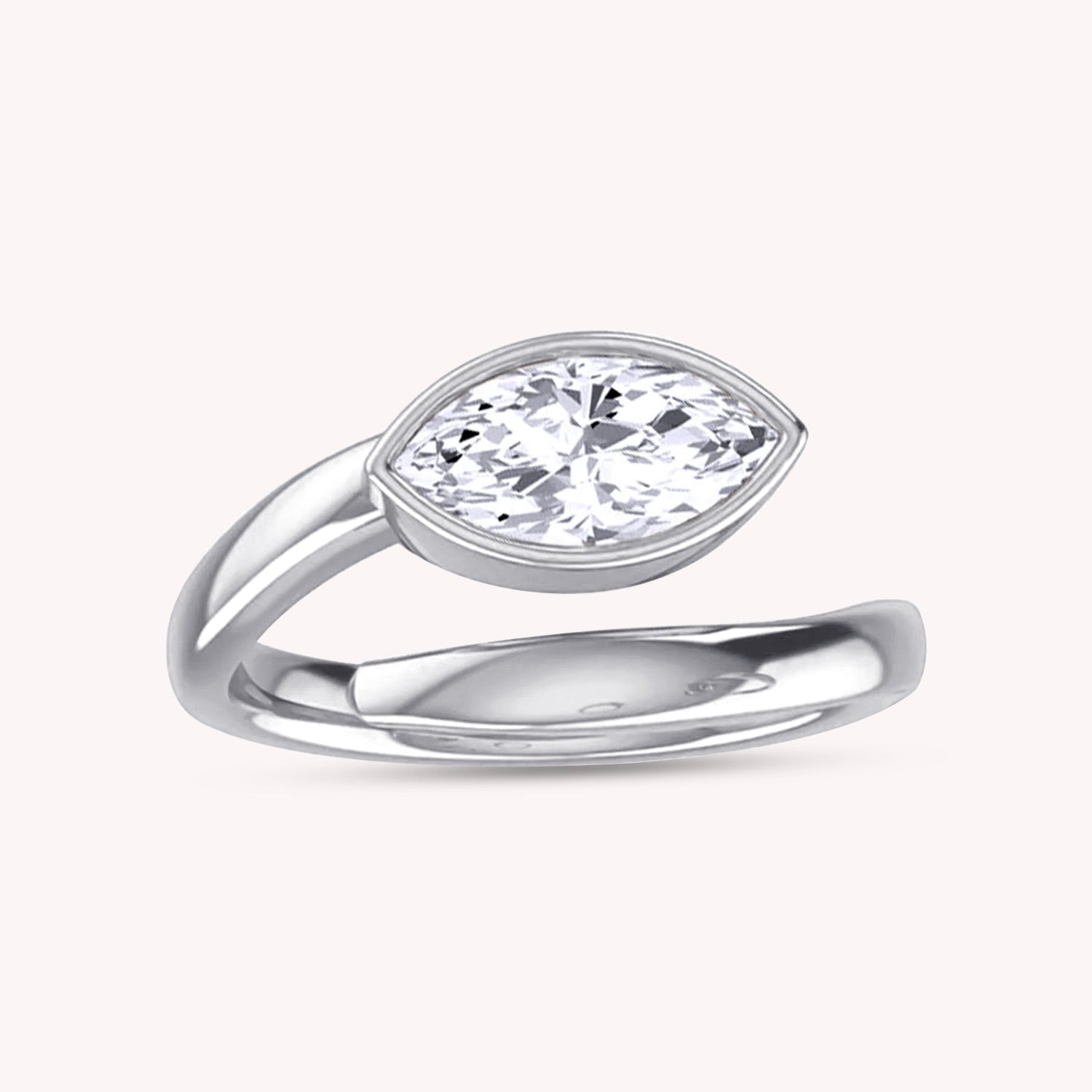 Solitaire Bypass Ring In Lab Created Moissanite