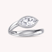 Solitaire Bypass Ring In Lab Created Moissanite
