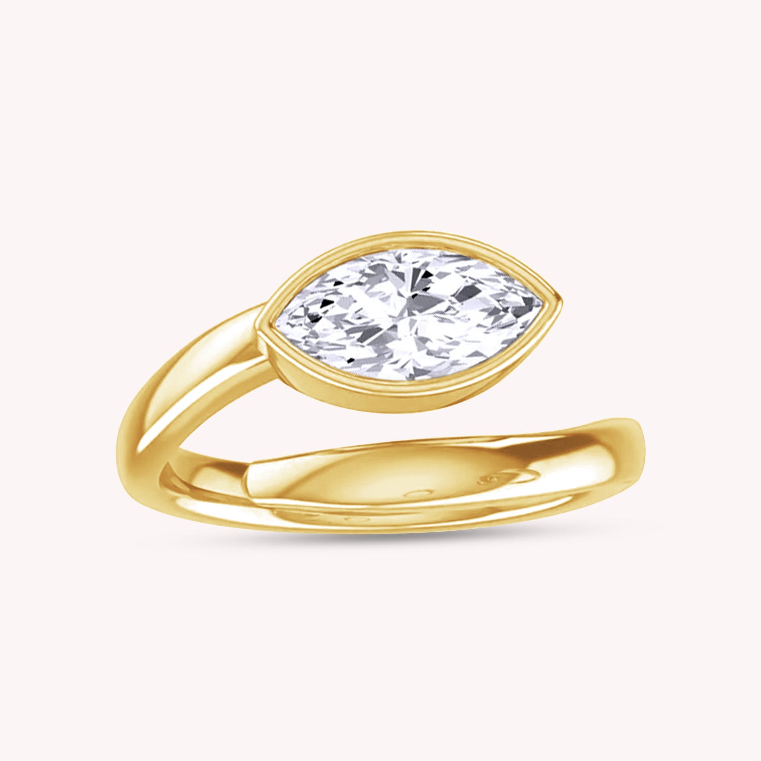 Solitaire Bypass Ring In Lab Created Moissanite