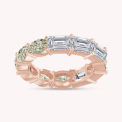 Full Eternity Ring, Emerald & Oval Lab Created Moissanite