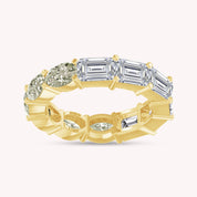Full Eternity Ring, Emerald & Oval Lab Created Moissanite
