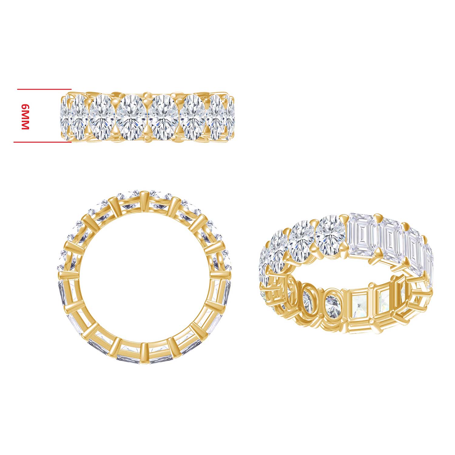 Half & Half Oval Eternity Eternity Moissanite Ring_Width 6MM