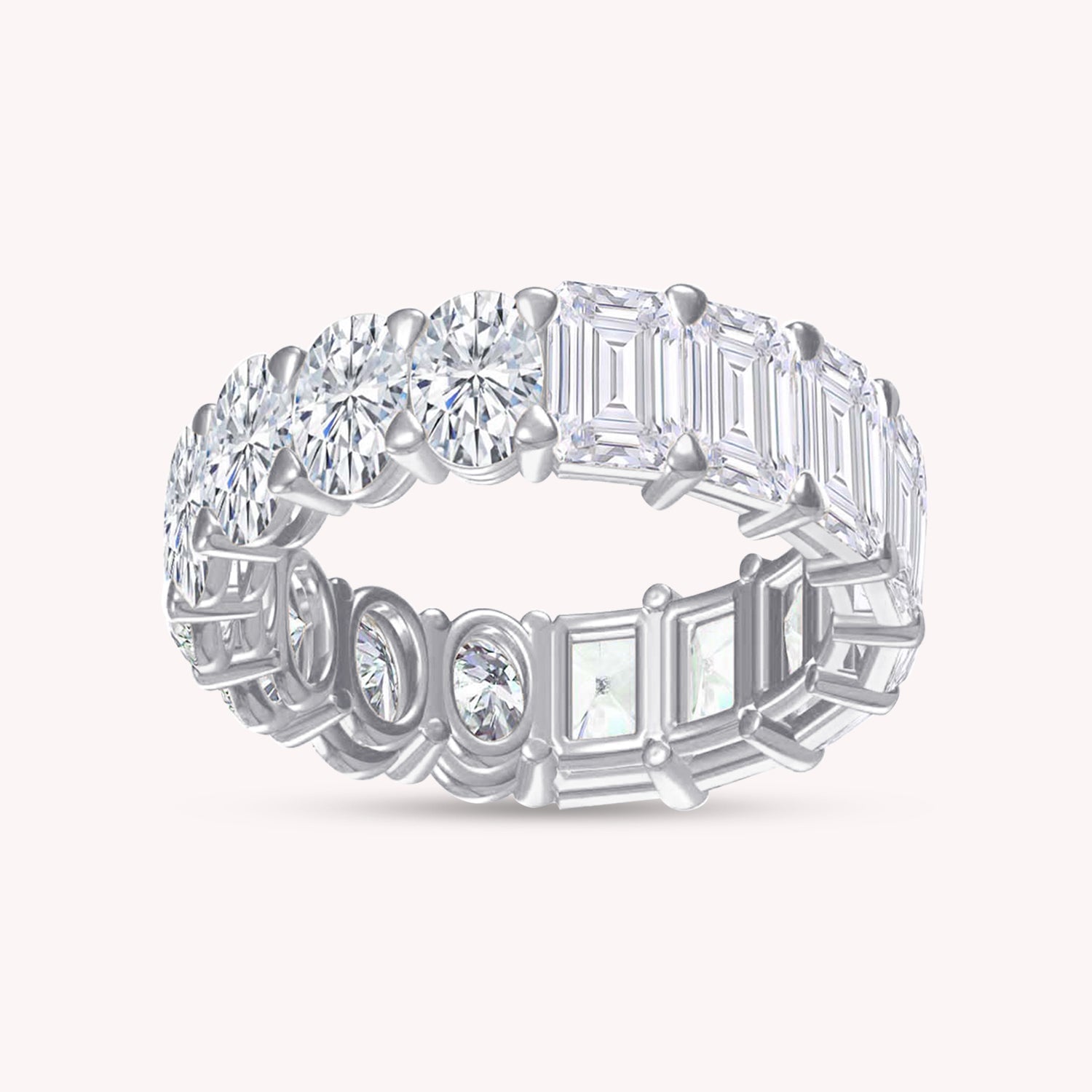 Half & Half Oval Eternity Eternity Moissanite Ring_Width 6MM